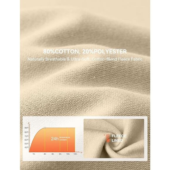 New Khaki XL Straight Leg Fleece Lined Sweatpants with Pockets and Drawstring - Picture 4 of 5